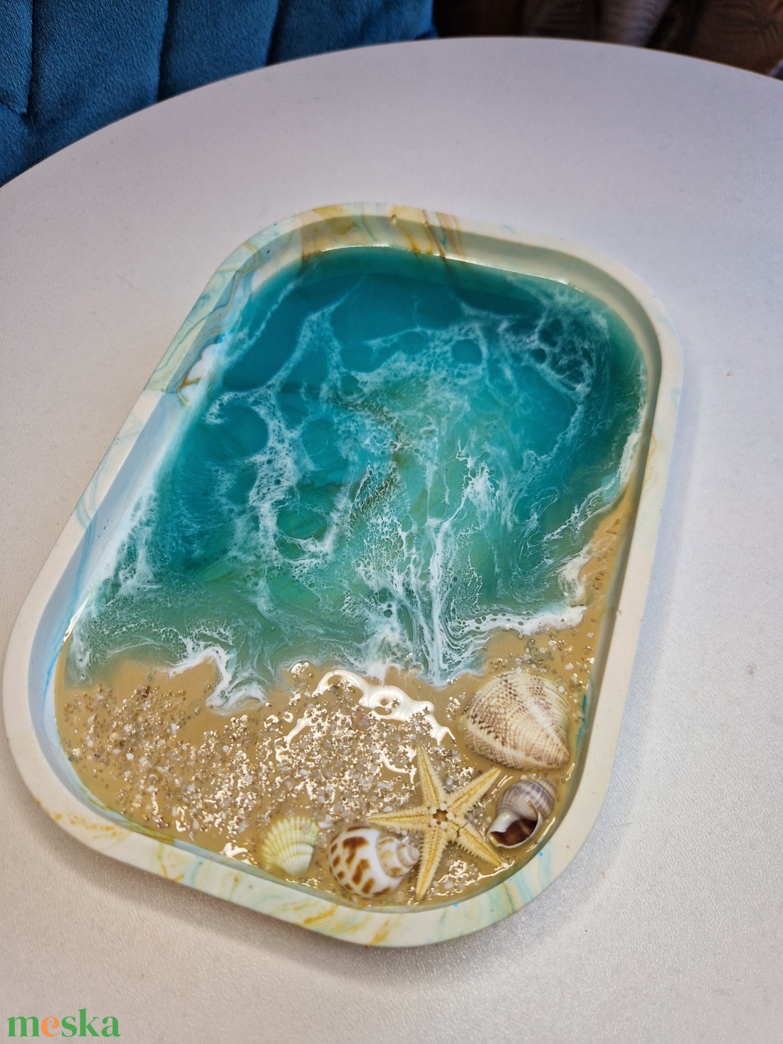  Tengerhatású tálca tároló epoxyval  - otthon & életmód - dekoráció - asztal és polc dekoráció - dekorációs tál, tartó - Meska.hu
