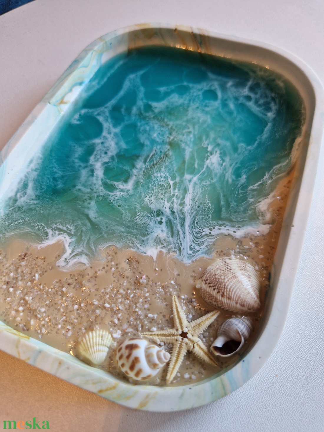  Tengerhatású tálca tároló epoxyval  - otthon & életmód - dekoráció - asztal és polc dekoráció - dekorációs tál, tartó - Meska.hu