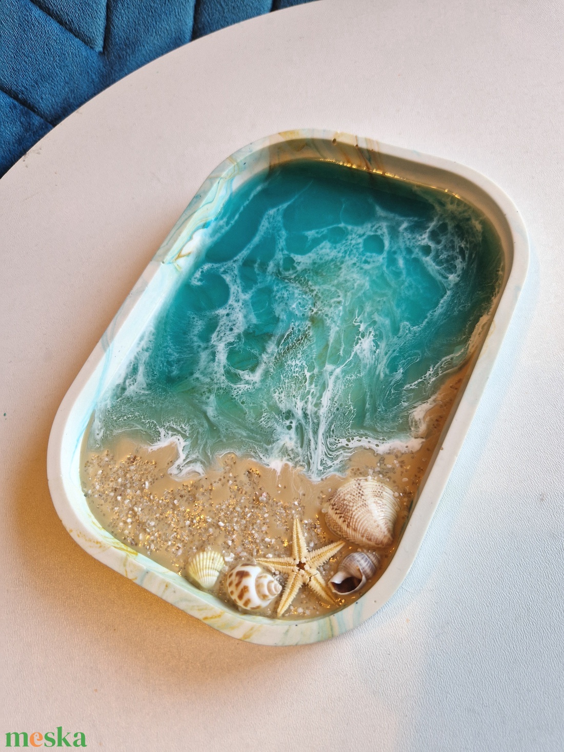  Tengerhatású tálca tároló epoxyval  - otthon & életmód - dekoráció - asztal és polc dekoráció - dekorációs tál, tartó - Meska.hu