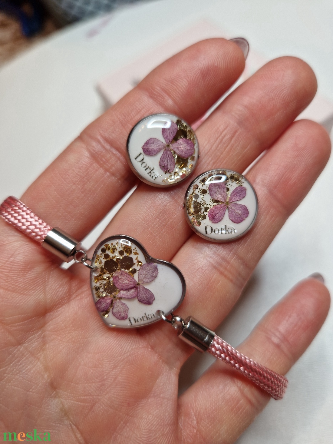 Virágos neves ékszer szett - ékszer - ékszerszett - Meska.hu