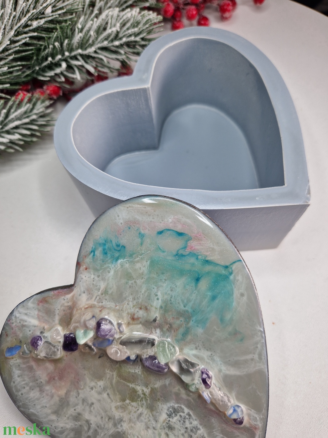 Szív ékszertartó doboz ásványokkal - ékszer - ékszertartó - ékszerdoboz - Meska.hu