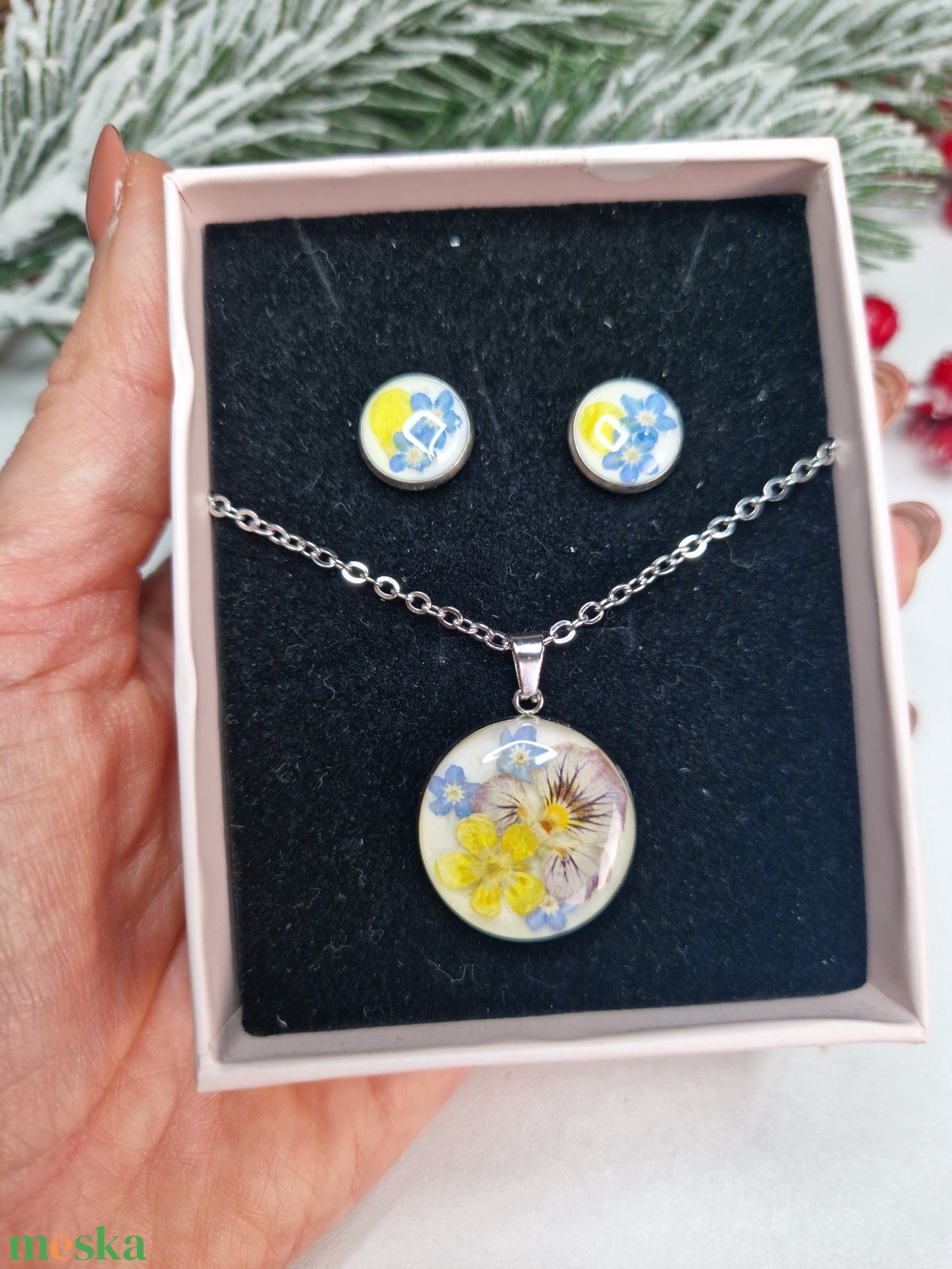 Nemesacél ékszer szett virágokkal - ékszer - ékszerszett - Meska.hu