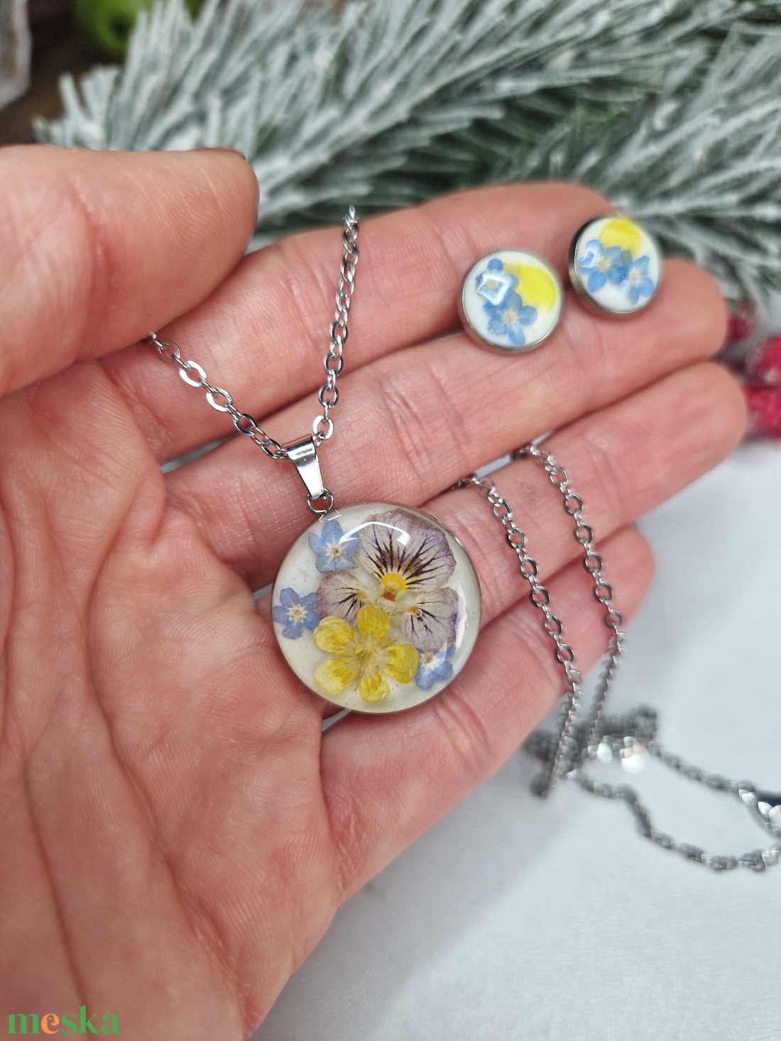 Nemesacél ékszer szett virágokkal - ékszer - ékszerszett - Meska.hu