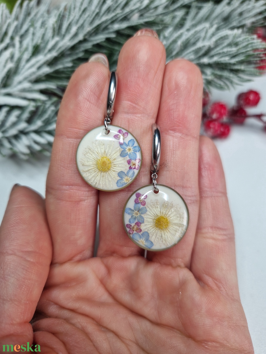 Nemesacél fülbevaló +ajándék jesmonite szív tál - ékszer - ékszerszett - Meska.hu