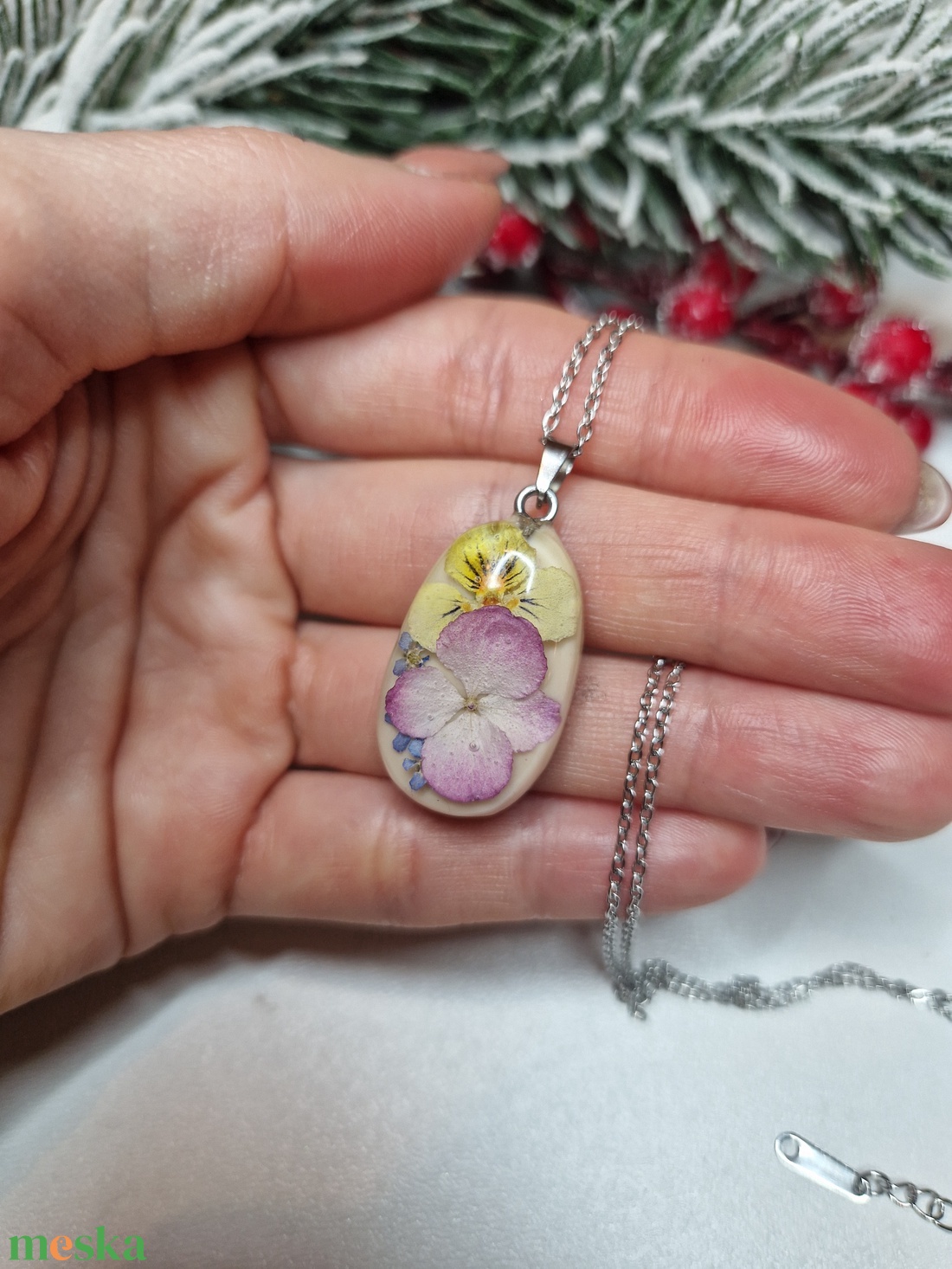 virágos nemesacél nyaklánc - ékszer - ékszerszett - Meska.hu