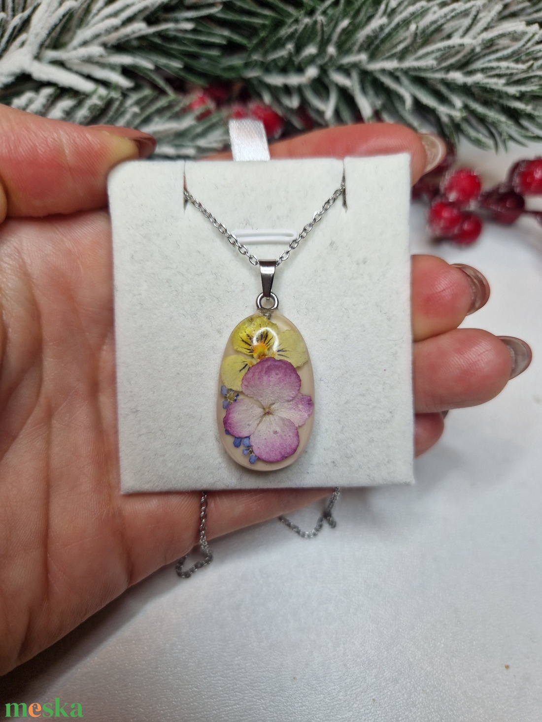 virágos nemesacél nyaklánc - ékszer - ékszerszett - Meska.hu