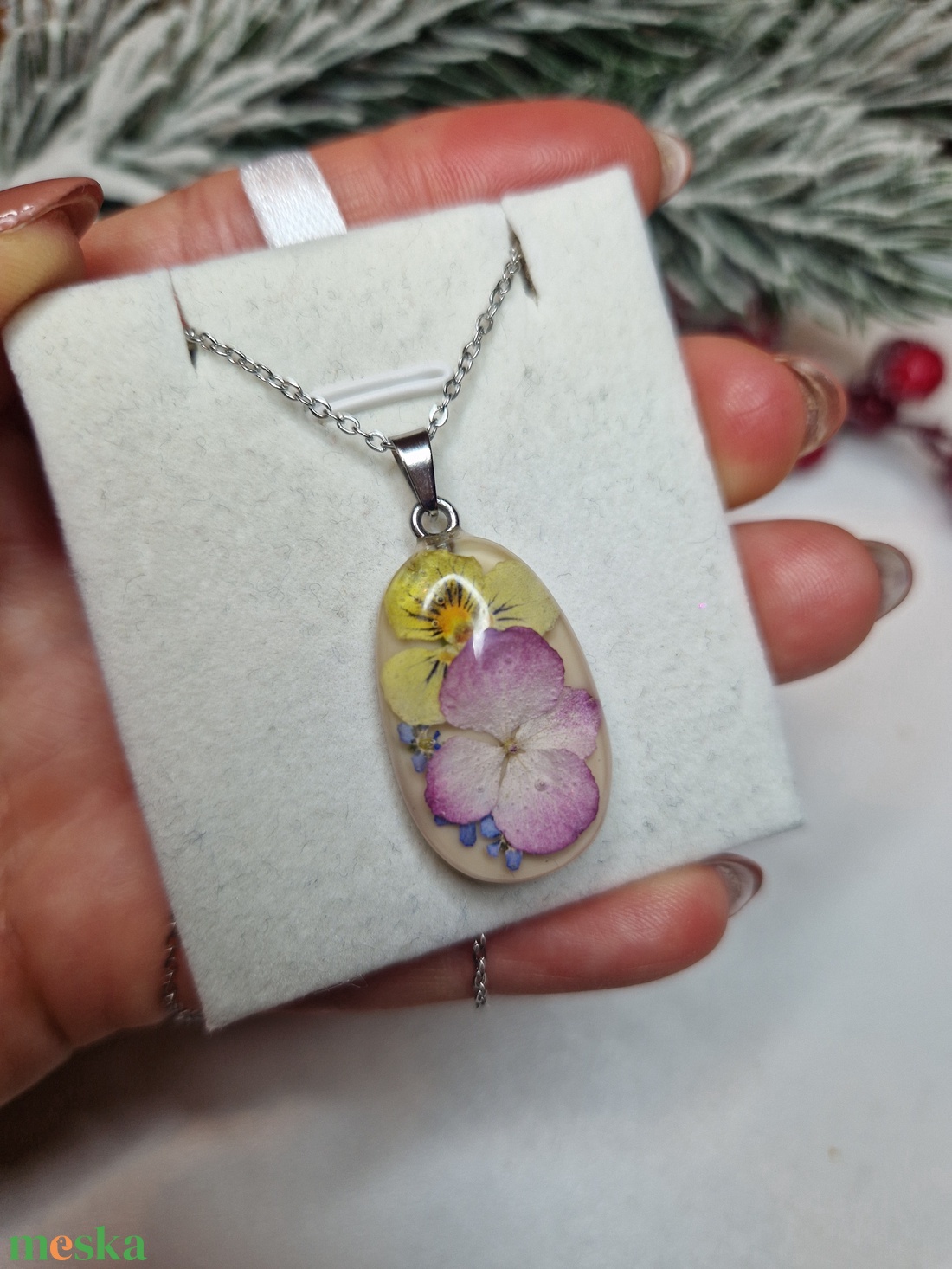 virágos nemesacél nyaklánc - ékszer - ékszerszett - Meska.hu