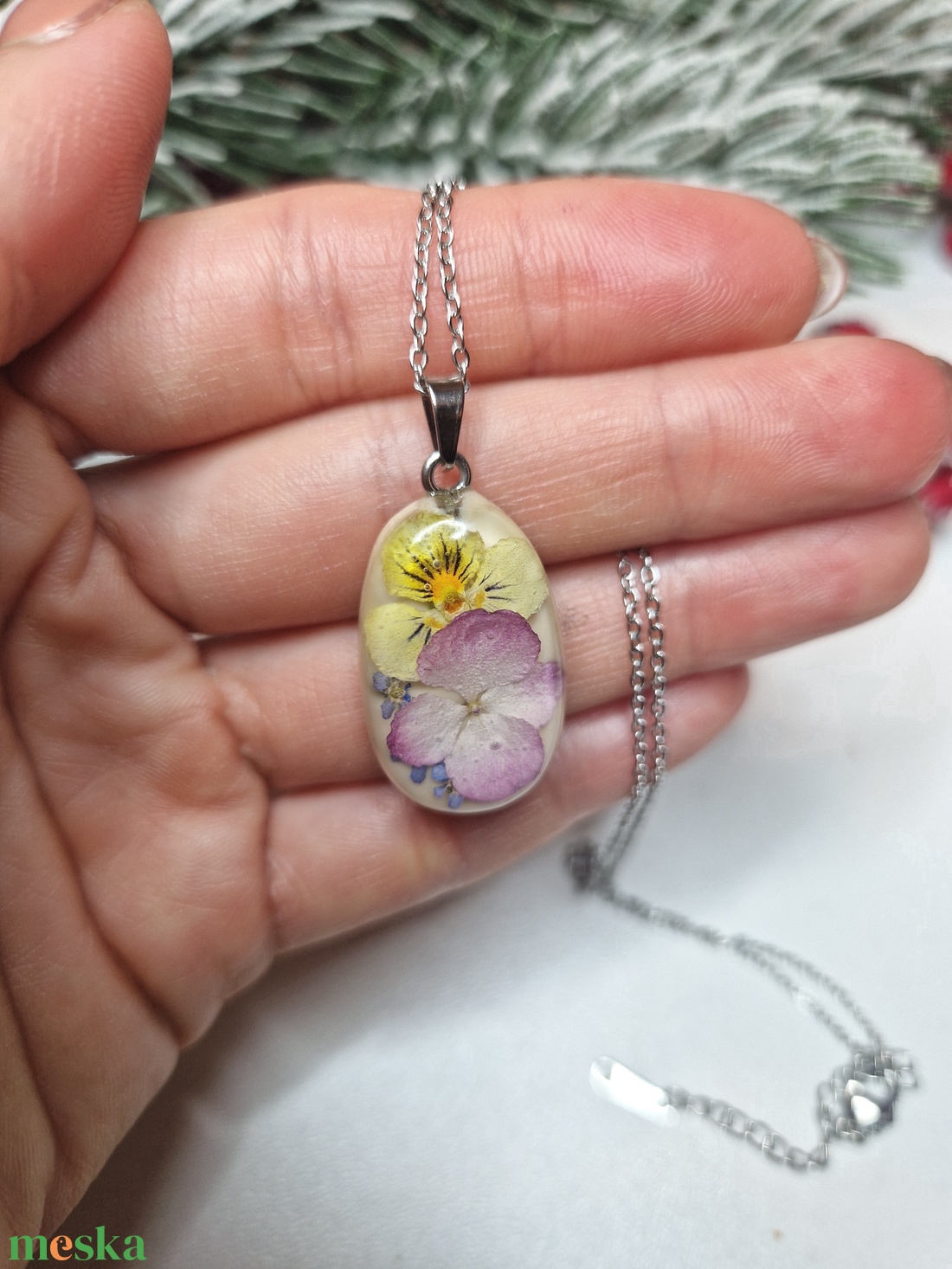 virágos nemesacél nyaklánc - ékszer - ékszerszett - Meska.hu
