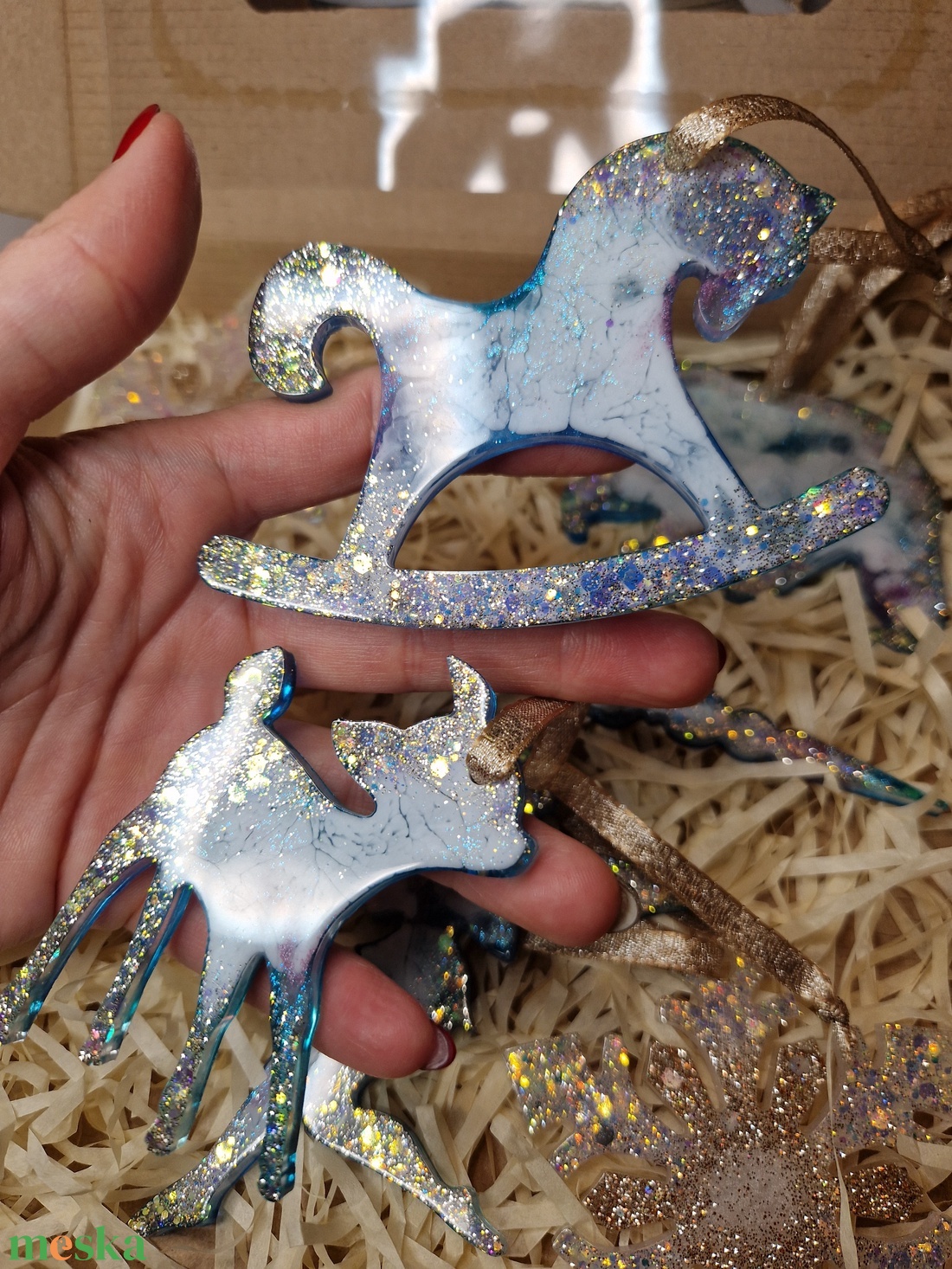 Mesés karácsonyfadísz szett 7db-os - karácsony - karácsonyi lakásdekoráció - karácsonyfadíszek - Meska.hu