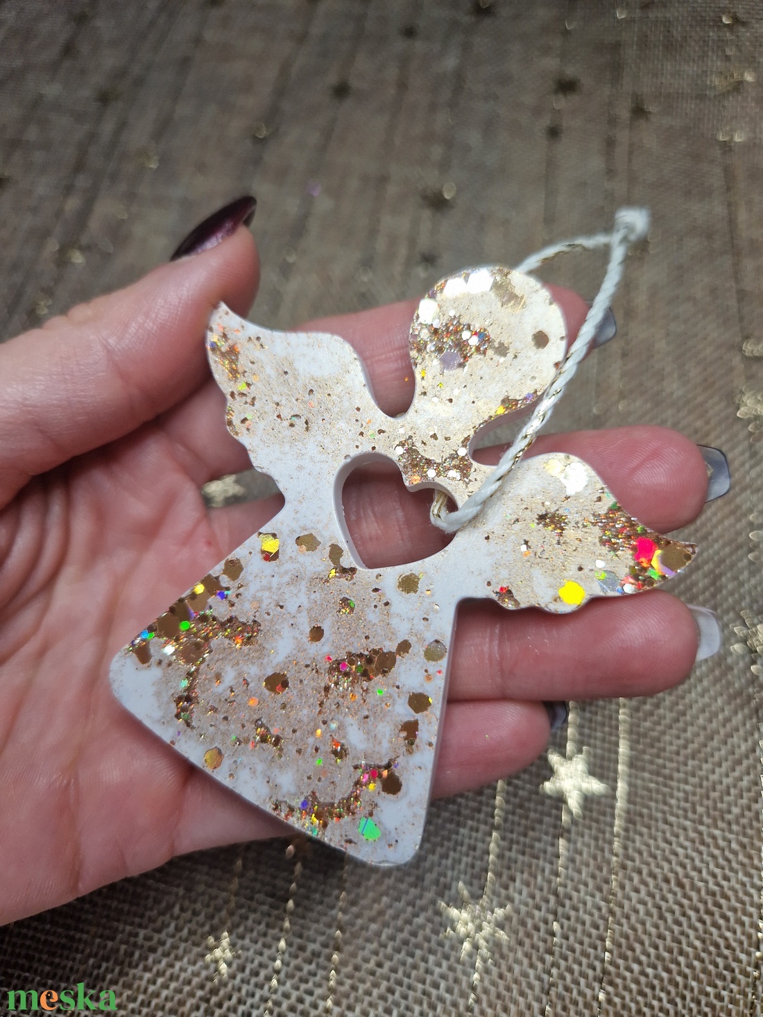 3db szív közepű angyal karácsonyfadísz  - karácsony - karácsonyi lakásdekoráció - karácsonyfadíszek - Meska.hu