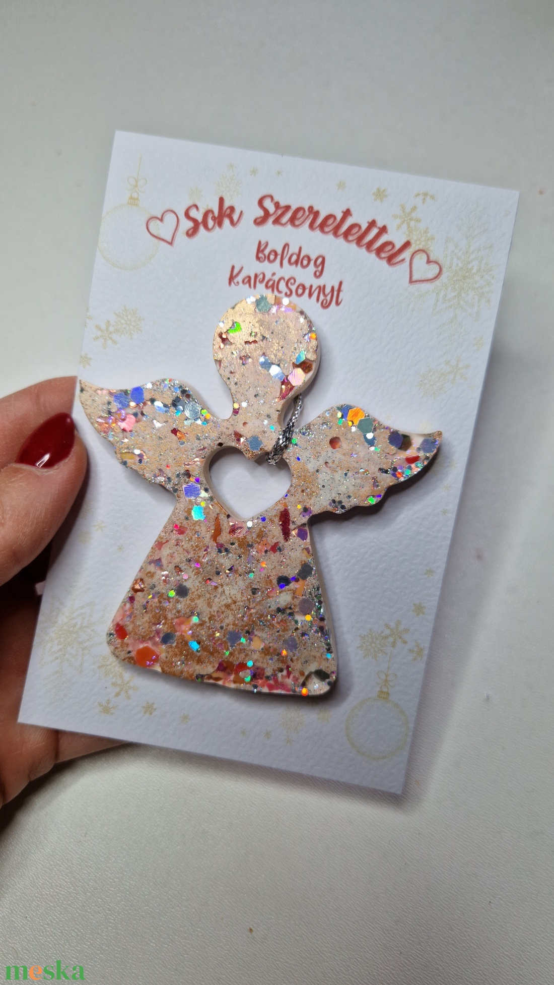 3db szív közepű angyal karácsonyfadísz  - karácsony - karácsonyi lakásdekoráció - karácsonyfadíszek - Meska.hu