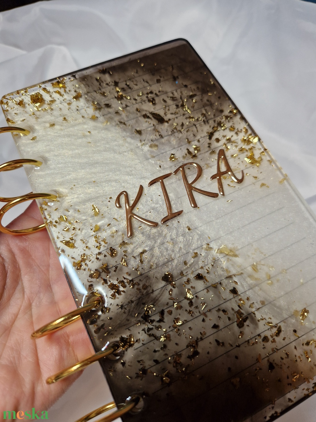 A6 epoxy notesz arany és füst színű  - otthon & életmód - papír, írószer - könyv- és füzetborító - Meska.hu