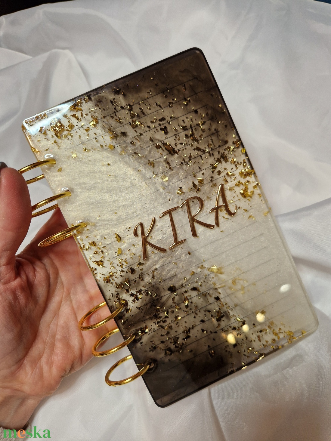 A6 epoxy notesz arany és füst színű  - otthon & életmód - papír, írószer - könyv- és füzetborító - Meska.hu