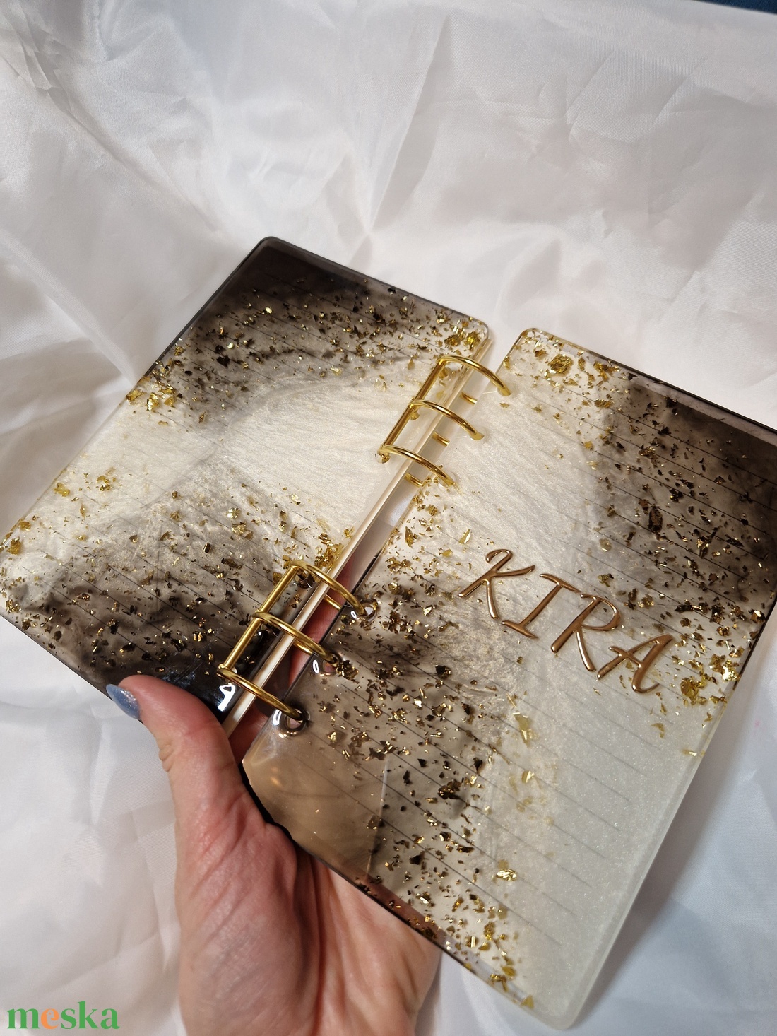 A6 epoxy notesz arany és füst színű  - otthon & életmód - papír, írószer - könyv- és füzetborító - Meska.hu