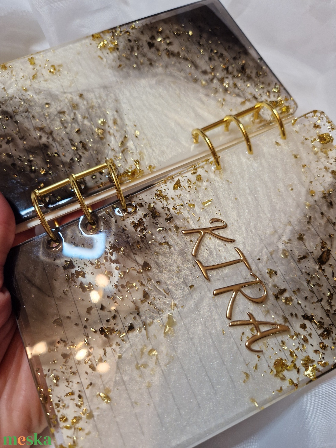 A6 epoxy notesz arany és füst színű  - otthon & életmód - papír, írószer - könyv- és füzetborító - Meska.hu