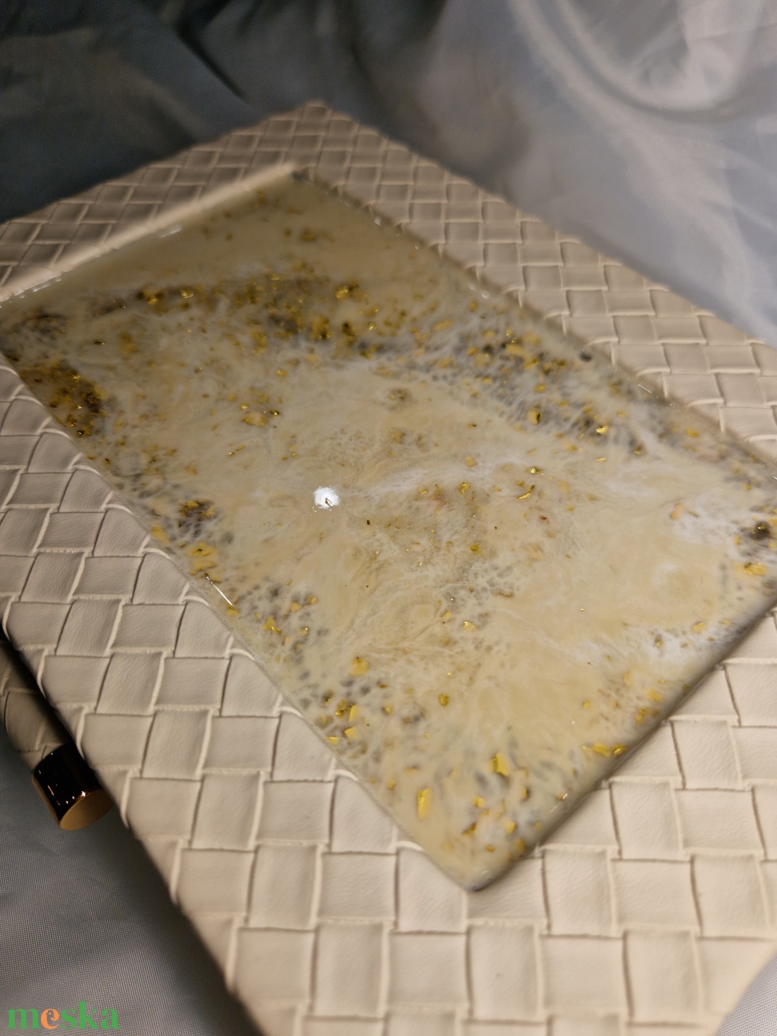 Ékszertartó doboz arany beige - ékszer - ékszertartó - ékszerdoboz - Meska.hu