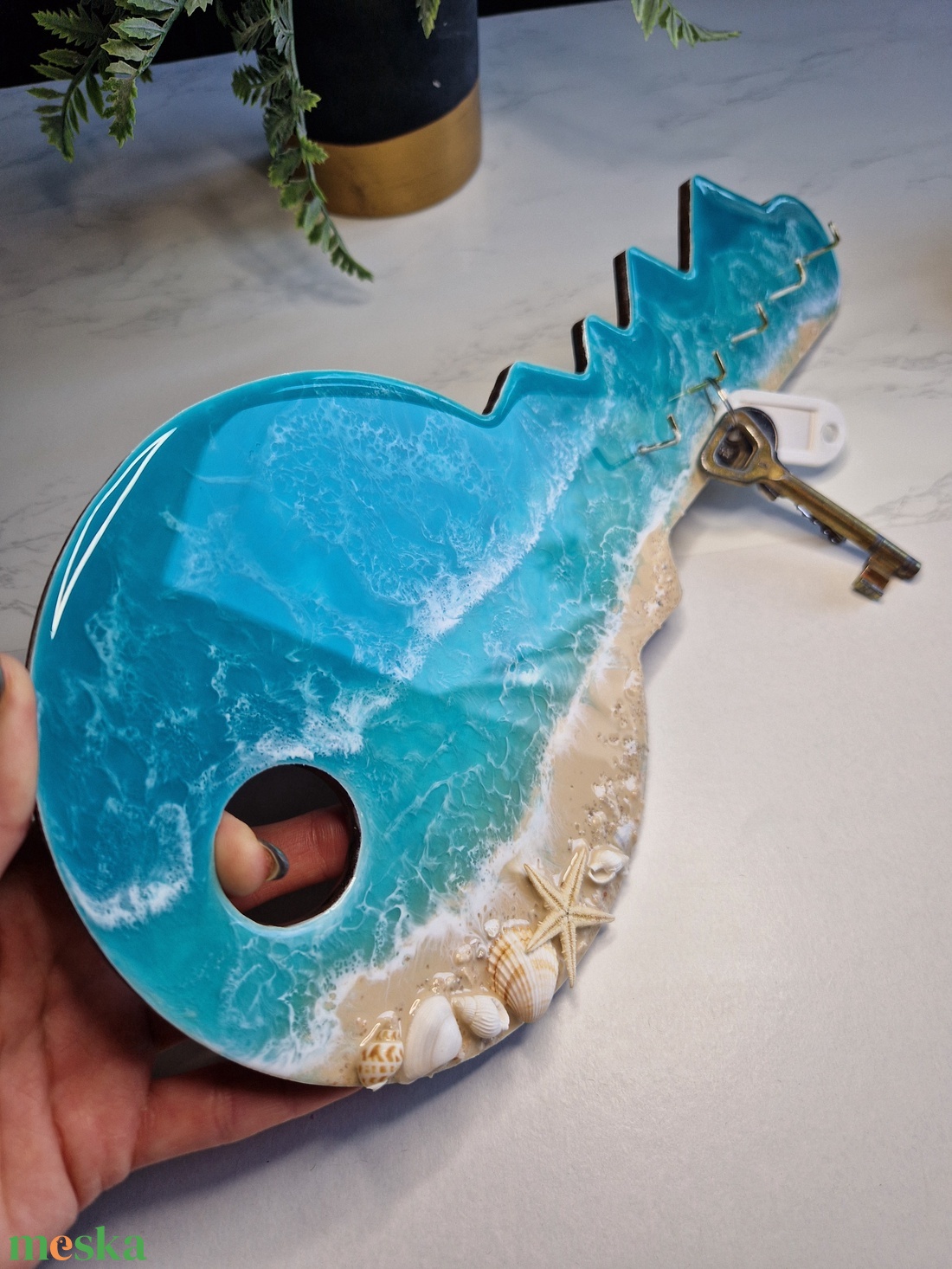 Kulcs alakú tengerpart hatású fali kulcstartó - otthon & életmód - dekoráció - fali és függő dekoráció - fali kulcstartó - Meska.hu