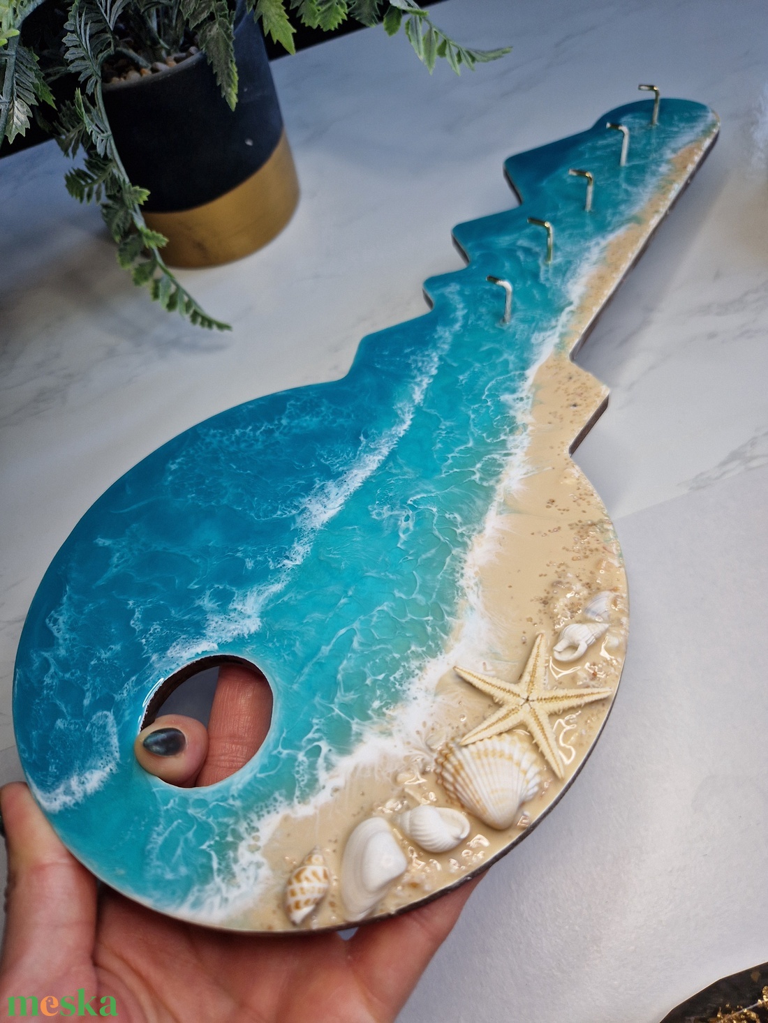 Kulcs alakú tengerpart hatású fali kulcstartó - otthon & életmód - dekoráció - fali és függő dekoráció - fali kulcstartó - Meska.hu