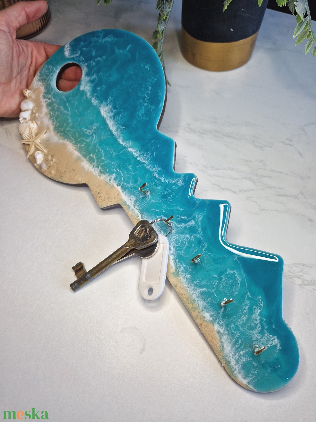 Kulcs alakú tengerpart hatású fali kulcstartó - otthon & életmód - dekoráció - fali és függő dekoráció - fali kulcstartó - Meska.hu