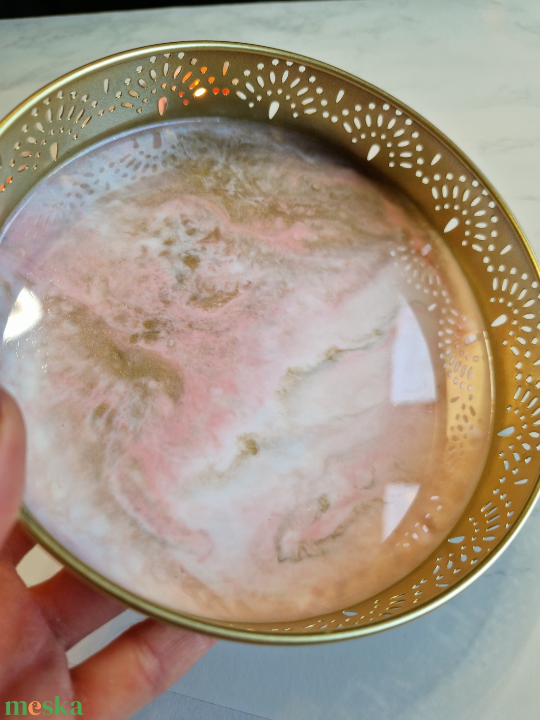 Puder márványos tálca  - ékszer - ékszertartó - ékszerdoboz - Meska.hu