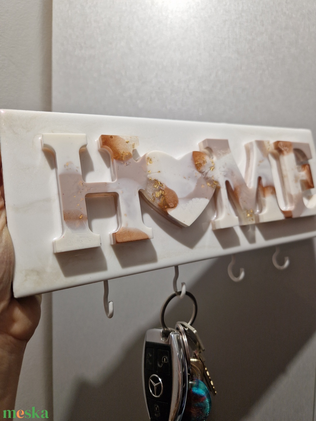 Home fa és epoxy fali kulcstartó - otthon & életmód - dekoráció - fali és függő dekoráció - fali kulcstartó - Meska.hu