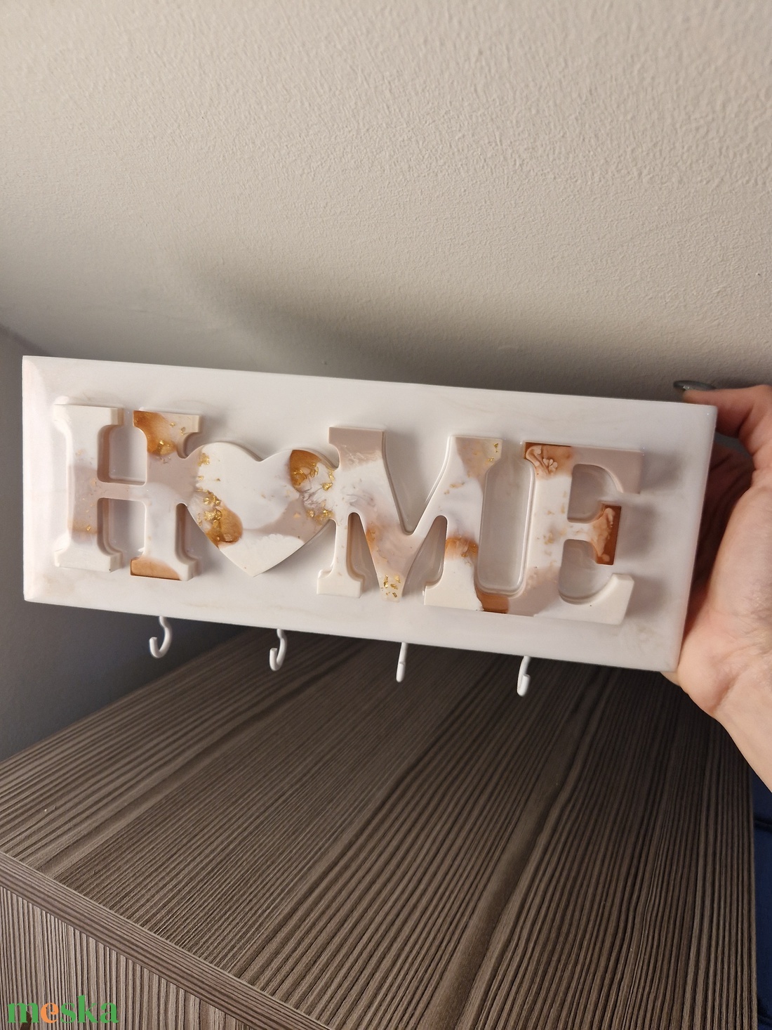 Home fa és epoxy fali kulcstartó - otthon & életmód - dekoráció - fali és függő dekoráció - fali kulcstartó - Meska.hu