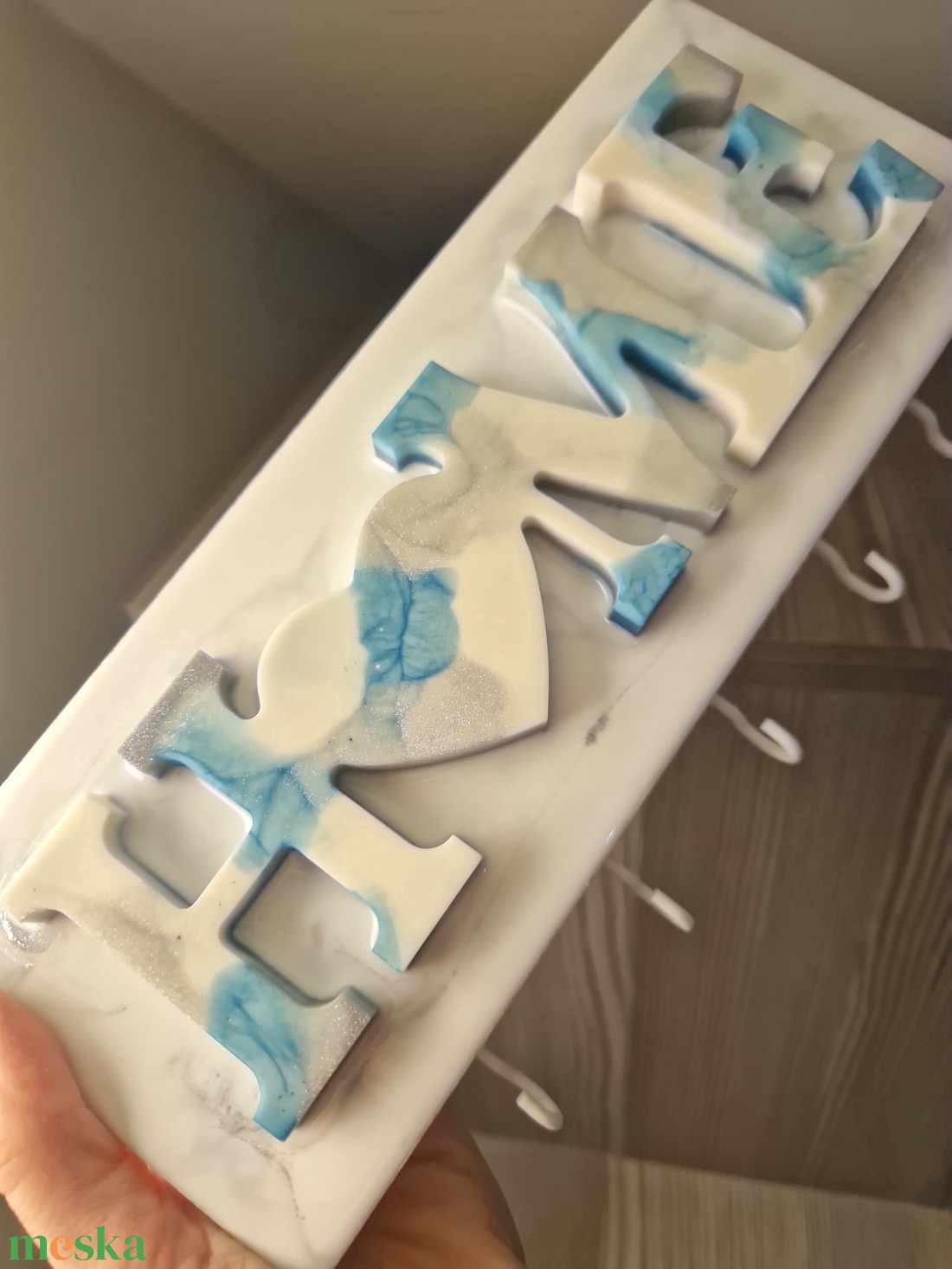 Home fa és epoxy fali kulcstartó - otthon & életmód - dekoráció - fali és függő dekoráció - fali kulcstartó - Meska.hu