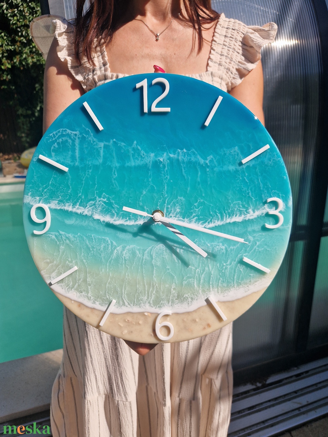 Epoxy tengerpart hatású falióra 30cm - otthon & életmód - dekoráció - fali és függő dekoráció - falióra & óra - Meska.hu