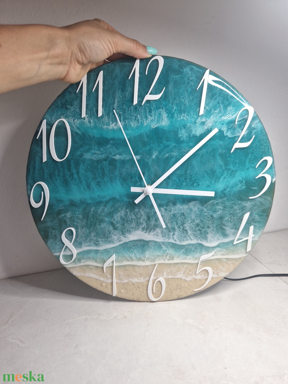 Epoxy tengerpart hatású falióra 34cm - otthon & életmód - dekoráció - fali és függő dekoráció - falióra & óra - Meska.hu