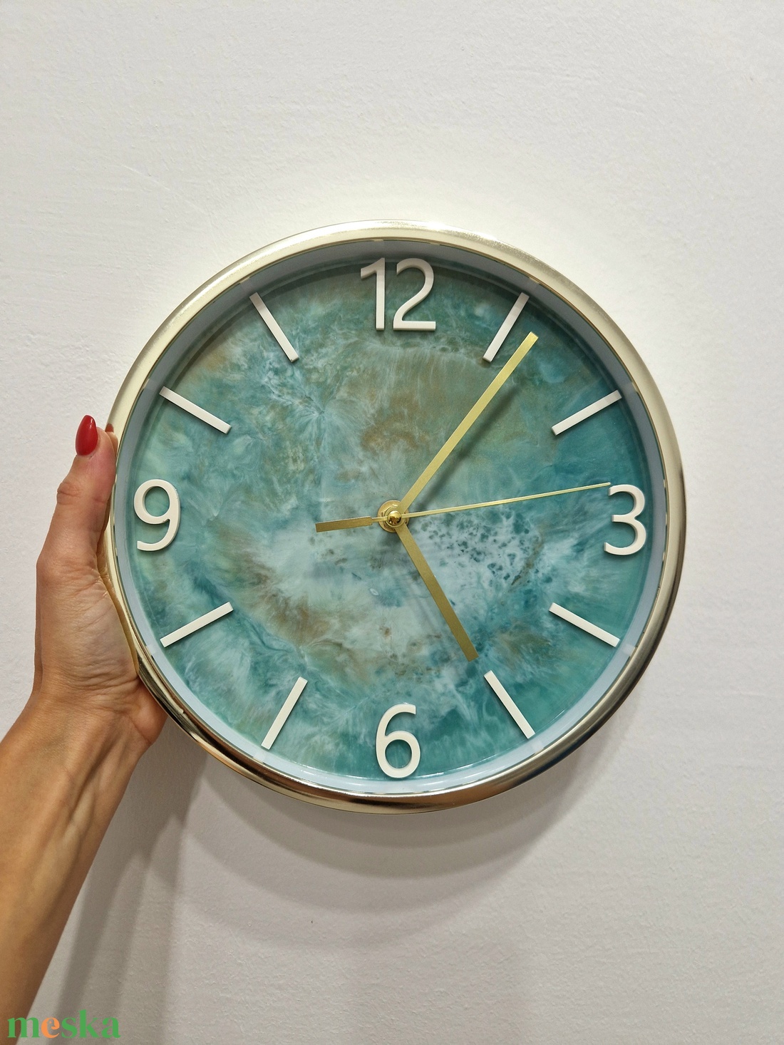 Epoxy óra arany kerettel 24cm - otthon & életmód - dekoráció - fali és függő dekoráció - falióra & óra - Meska.hu