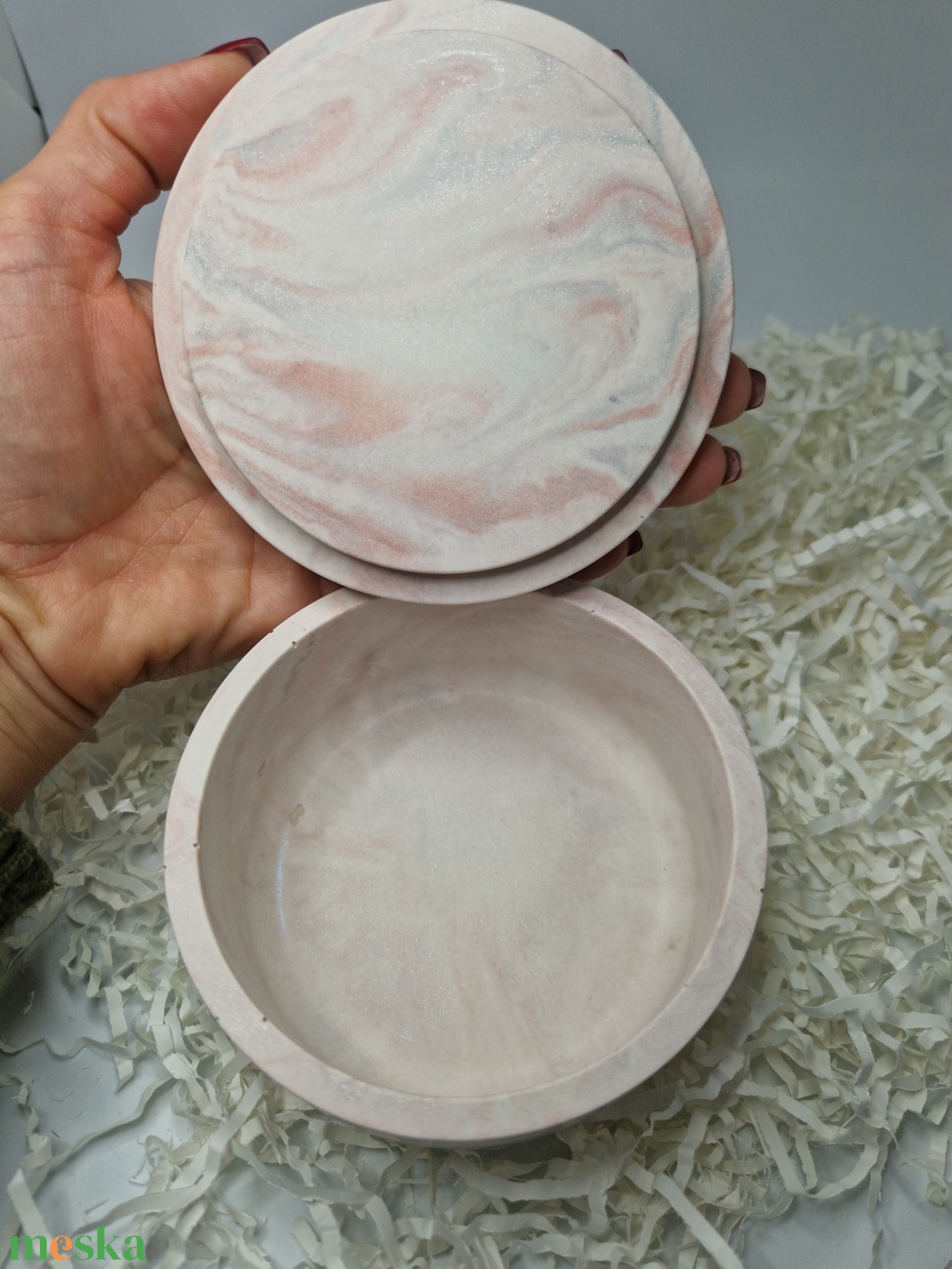 Puder-rose gold ékszerdoboz, ékszertartó ajándék fülbevalóval - ékszer - ékszertartó - ékszerdoboz - Meska.hu