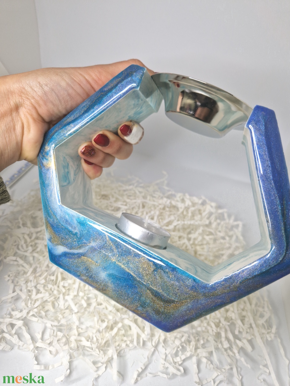 Márvány mintás jesmonite epoxy párologtató  - otthon & életmód - gyertya, illat, aroma - párologtató - Meska.hu