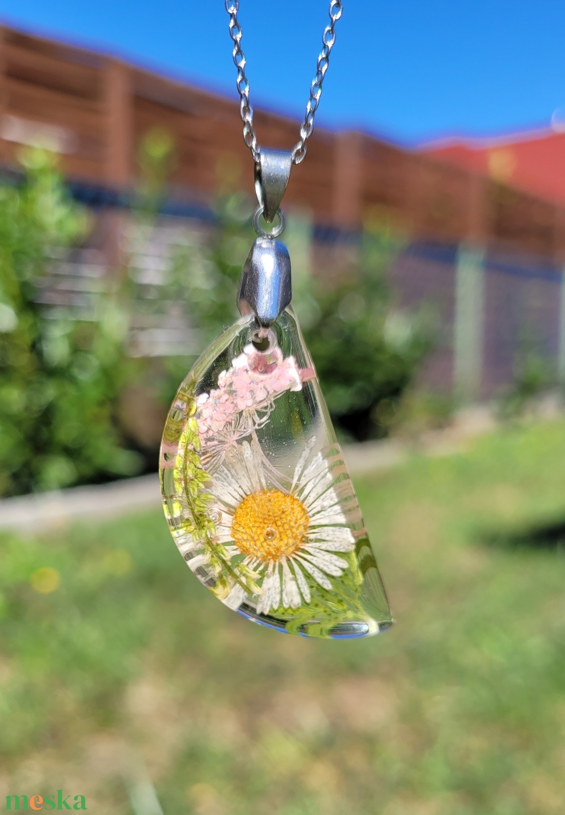 Nyaklánc valódi virágokkal - ékszer - nyaklánc - medálos nyaklánc - Meska.hu