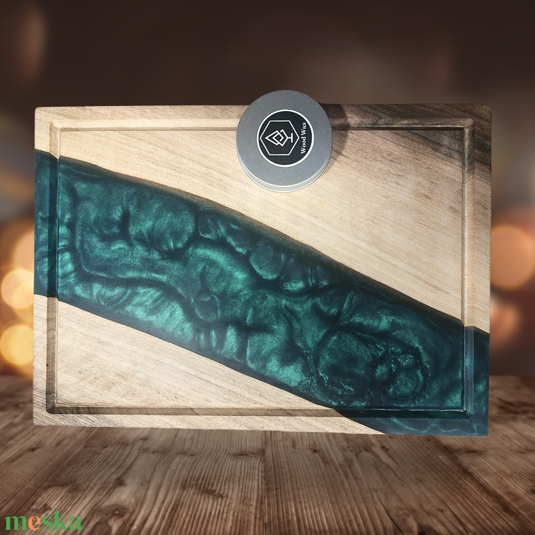 Diófa Késtartó/Vágódeszka � metál zöld - otthon & életmód - konyhafelszerelés, tálalás - sütés, főzés - vágódeszka - Meska.hu