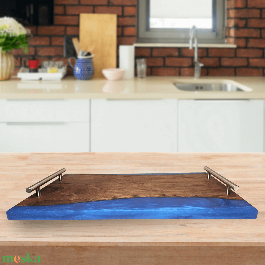 Prémium diófa  tálaló - kék - otthon & életmód - konyhafelszerelés, tálalás - sütés, főzés - vágódeszka - Meska.hu Prémium diófa  tálaló - kék - otthon & életmód - konyhafelszerelés, tálalás - sütés, főzés - vágódeszka - Meska.hu