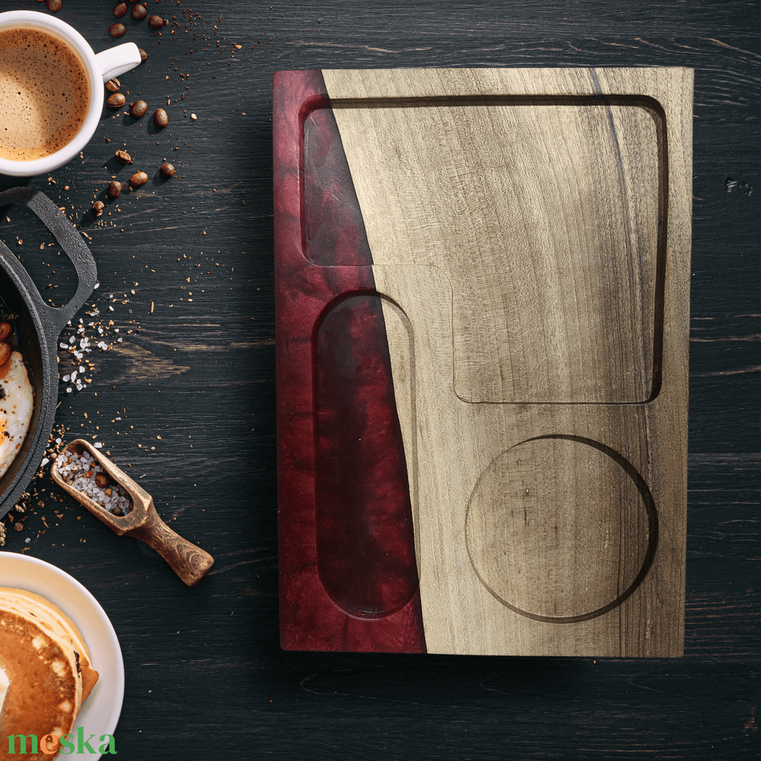 Diófa reggelizőtálca - piros - otthon & életmód - konyhafelszerelés, tálalás - tálalás - tálca - Meska.hu