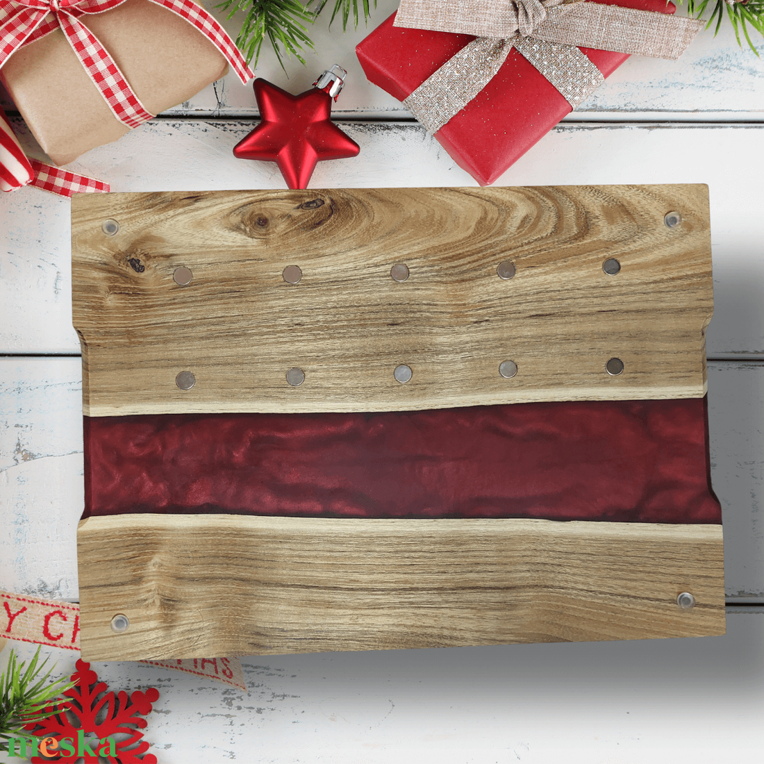 Akácfa vágódeszka - Piros - otthon & életmód - konyhafelszerelés, tálalás - sütés, főzés - vágódeszka - Meska.hu