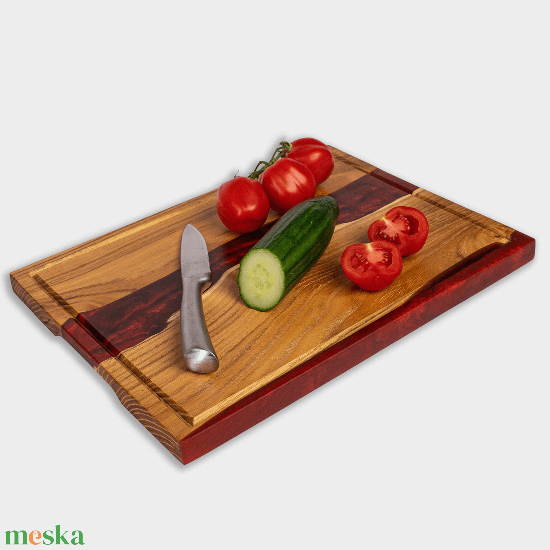 Akácfa vágódeszka - Piros - otthon & életmód - konyhafelszerelés, tálalás - sütés, főzés - vágódeszka - Meska.hu