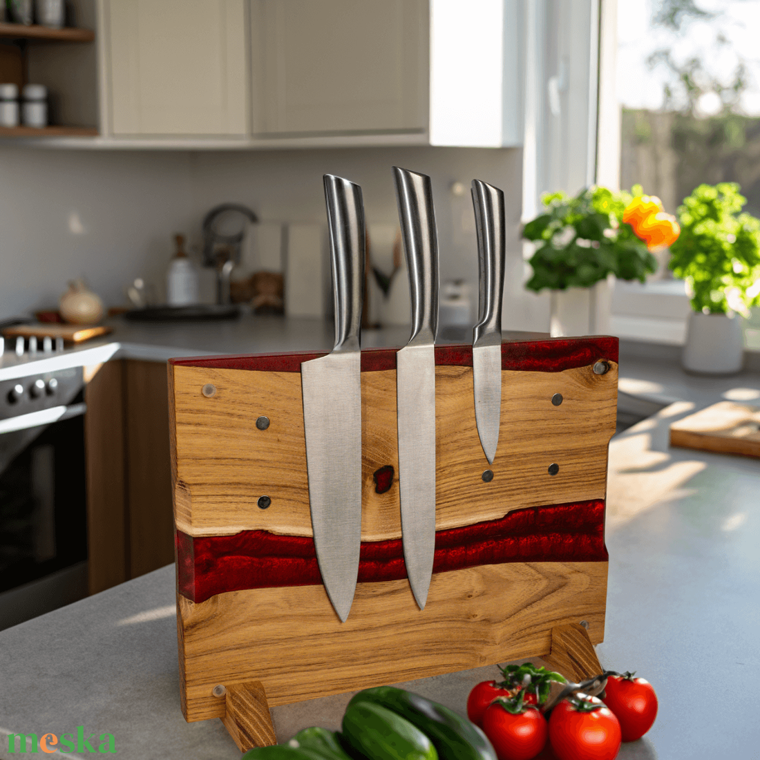 Akácfa vágódeszka - Piros - otthon & életmód - konyhafelszerelés, tálalás - sütés, főzés - vágódeszka - Meska.hu