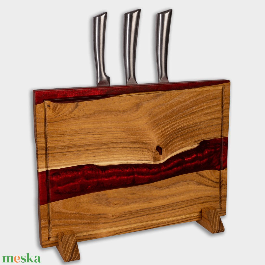 Akácfa vágódeszka - Piros - otthon & életmód - konyhafelszerelés, tálalás - sütés, főzés - vágódeszka - Meska.hu