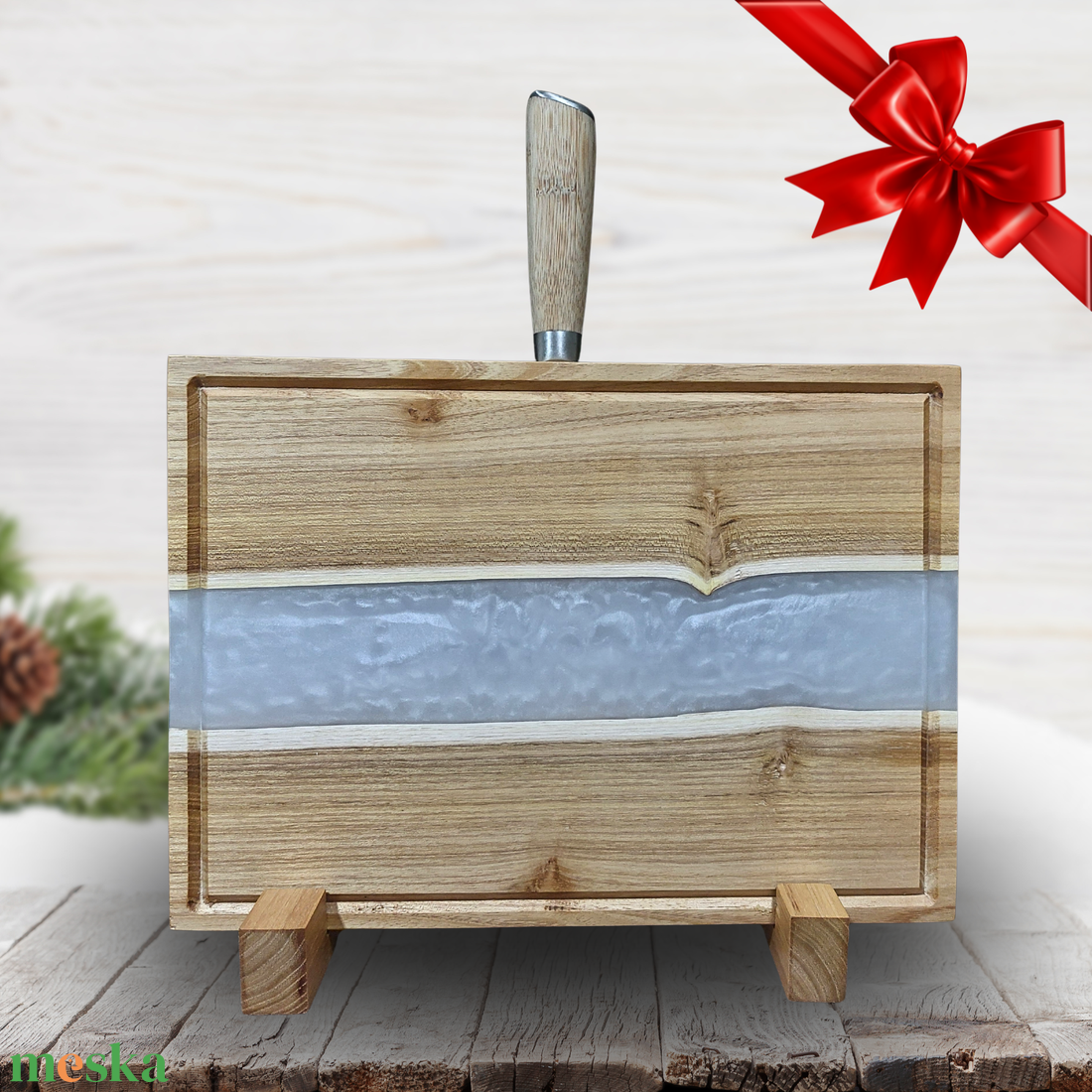 Akácfa késtartó/vágódeszka - Fehér - otthon & életmód - konyhafelszerelés, tálalás - sütés, főzés - vágódeszka - Meska.hu