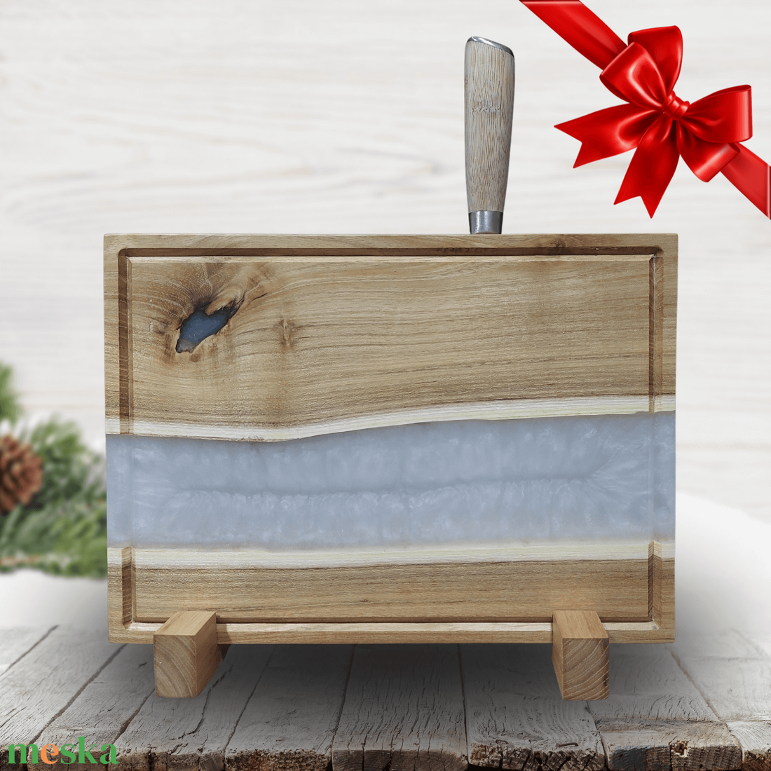 Akácfa késtartó/vágódeszka - Fehér - otthon & életmód - konyhafelszerelés, tálalás - sütés, főzés - vágódeszka - Meska.hu