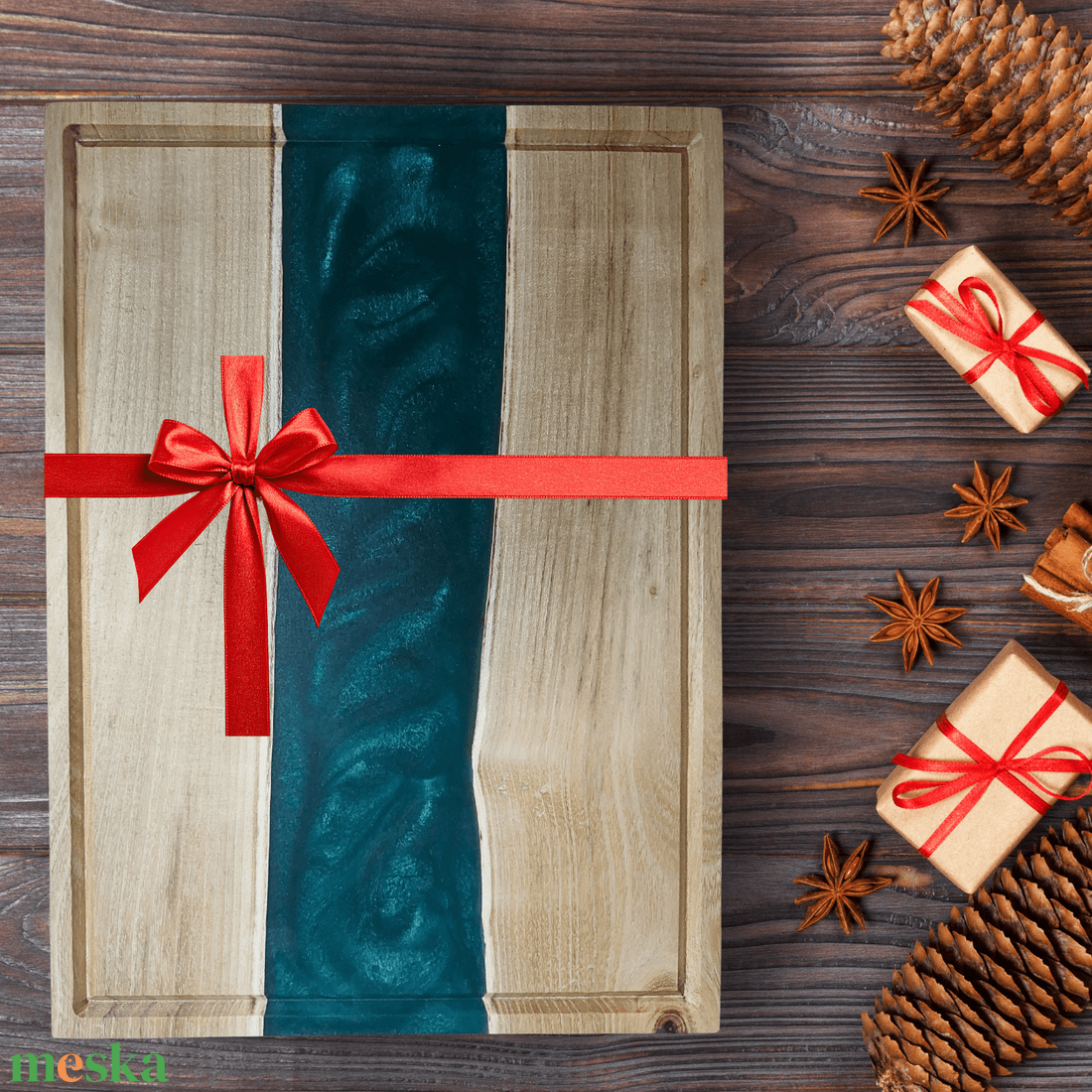 Akácfa mágneses késtartó / tálaló / vágódeszka - zöld - otthon & életmód - konyhafelszerelés, tálalás - sütés, főzés - vágódeszka - Meska.hu