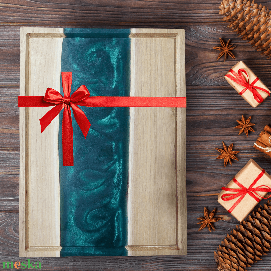 Akácfa mágneses késtartó / tálaló / vágódeszka - zöld - otthon & életmód - konyhafelszerelés, tálalás - sütés, főzés - vágódeszka - Meska.hu