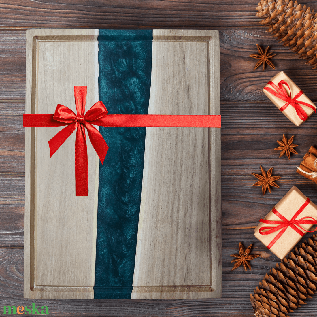 Akácfa mágneses késtartó / tálaló / vágódeszka - zöld - otthon & életmód - konyhafelszerelés, tálalás - sütés, főzés - vágódeszka - Meska.hu