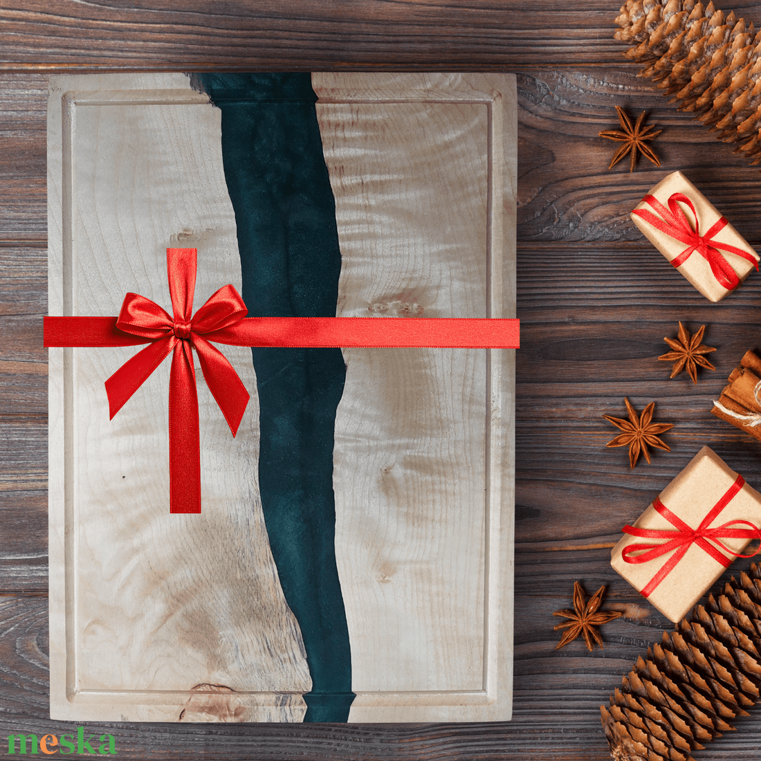 Juharfa mágneses késtartó / tálaló / vágódeszka - zöld - otthon & életmód - konyhafelszerelés, tálalás - sütés, főzés - vágódeszka - Meska.hu