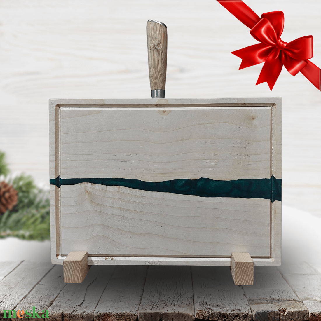 Juharfa mágneses késtartó / tálaló / vágódeszka - zöld - otthon & életmód - konyhafelszerelés, tálalás - sütés, főzés - vágódeszka - Meska.hu