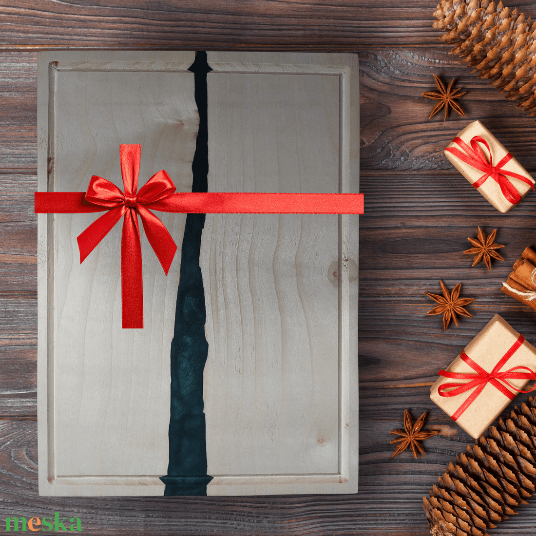 Juharfa mágneses késtartó / tálaló / vágódeszka - zöld - otthon & életmód - konyhafelszerelés, tálalás - sütés, főzés - vágódeszka - Meska.hu