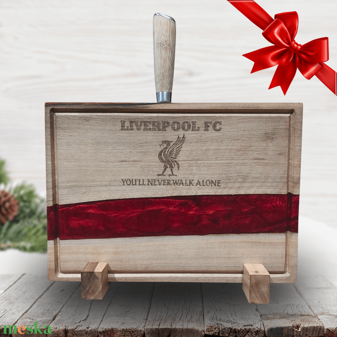 3 az 1-ben prémium vágódeszka, késtartó és tálaló egyben LIVERPOOL piros - otthon & életmód - konyhafelszerelés, tálalás - sütés, főzés - vágódeszka - Meska.hu
