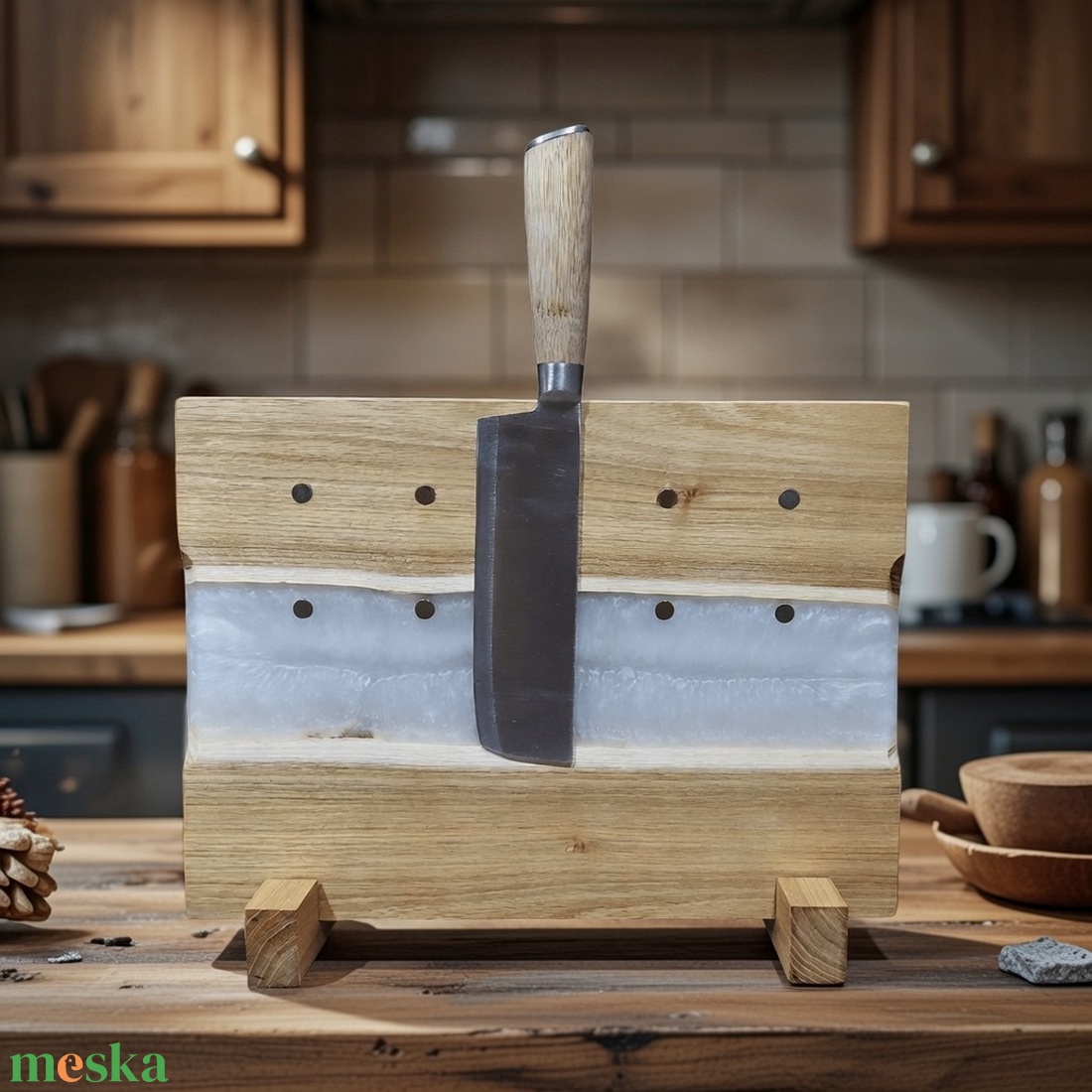 Akácfa késtartó/vágódeszka - Fehér - otthon & életmód - konyhafelszerelés, tálalás - sütés, főzés - vágódeszka - Meska.hu
